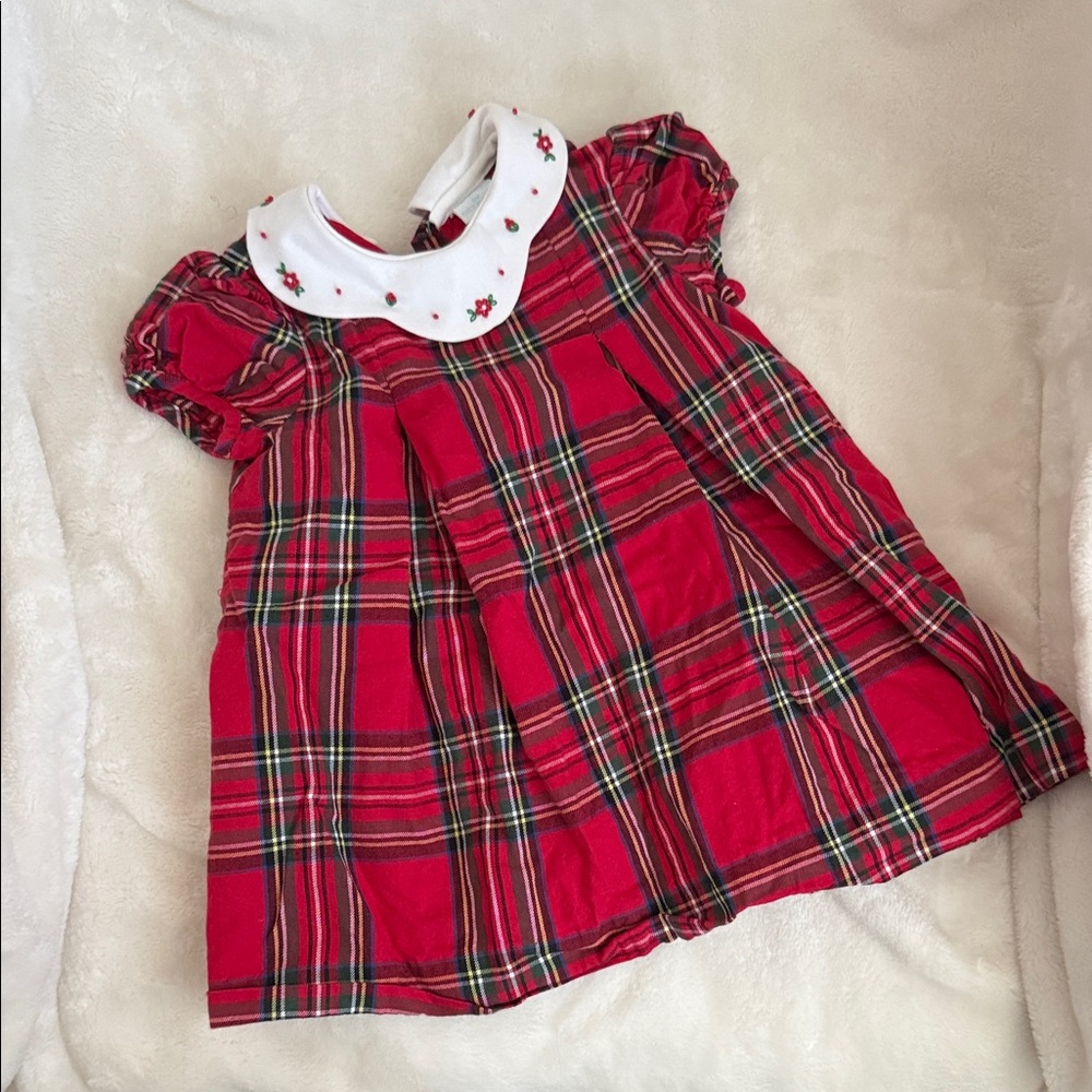 Vintage Red Plaid Christmas Baby Dress
